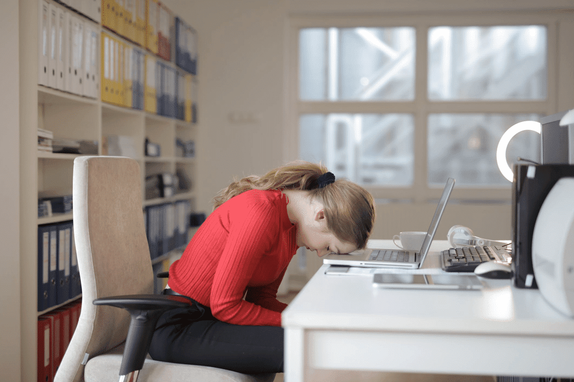 Girl in Office Is Weary