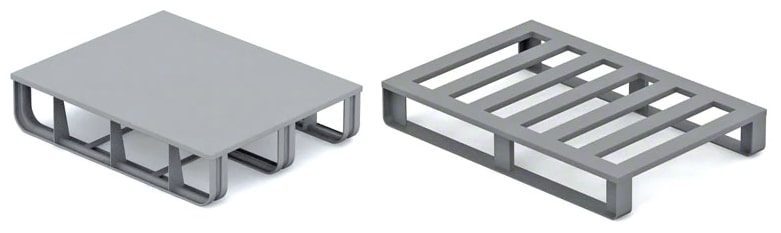 An image showing two different types of Metal Pallet decking styles